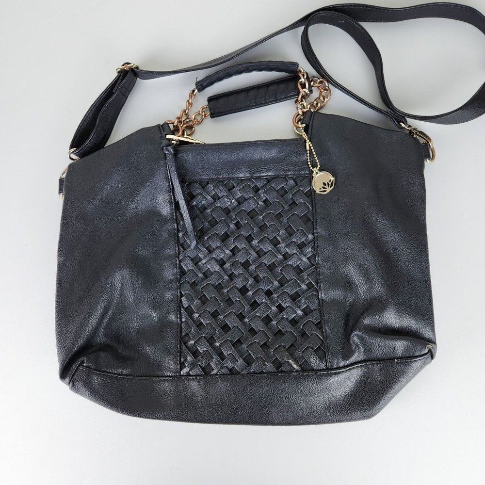 Big Buddha Shoulder Bag Womens Black Woven Crossbody Strap Large Satchel Purse